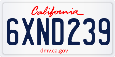 CA license plate 6XND239