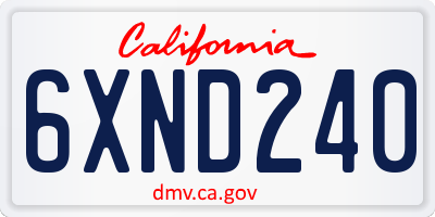 CA license plate 6XND240