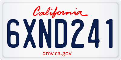 CA license plate 6XND241