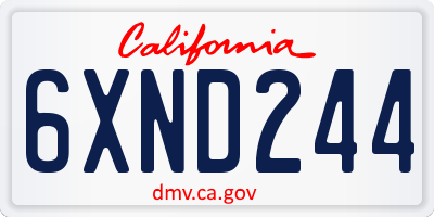 CA license plate 6XND244