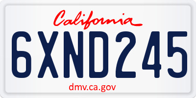 CA license plate 6XND245