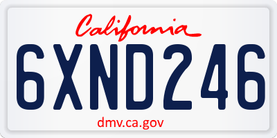 CA license plate 6XND246