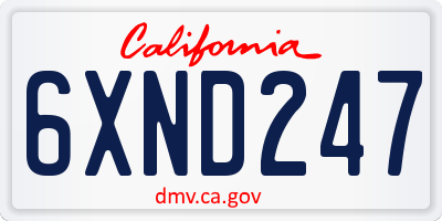CA license plate 6XND247