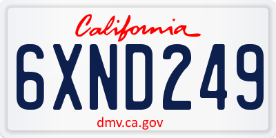 CA license plate 6XND249