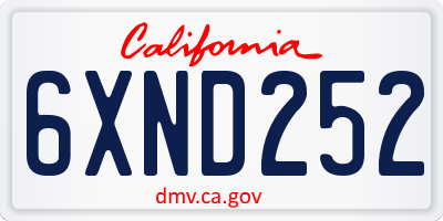CA license plate 6XND252