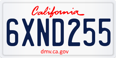 CA license plate 6XND255