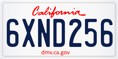 CA license plate 6XND256