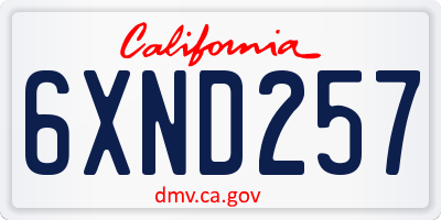 CA license plate 6XND257
