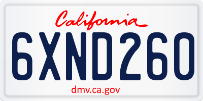 CA license plate 6XND260