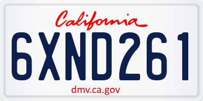 CA license plate 6XND261