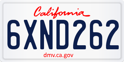 CA license plate 6XND262