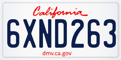 CA license plate 6XND263