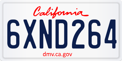 CA license plate 6XND264