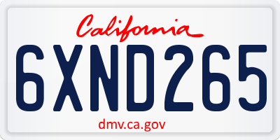 CA license plate 6XND265