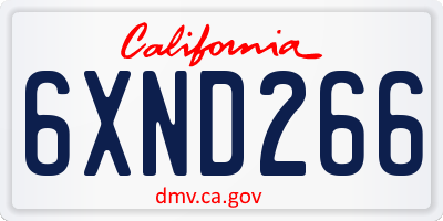 CA license plate 6XND266