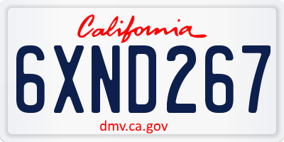 CA license plate 6XND267