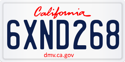 CA license plate 6XND268