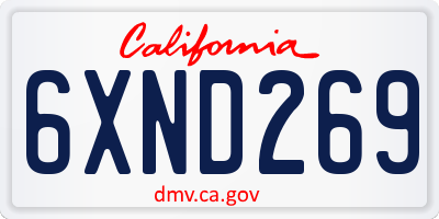 CA license plate 6XND269