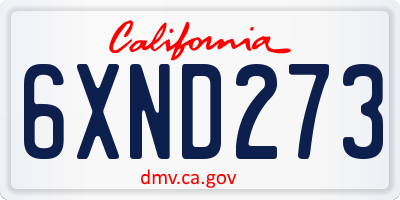 CA license plate 6XND273