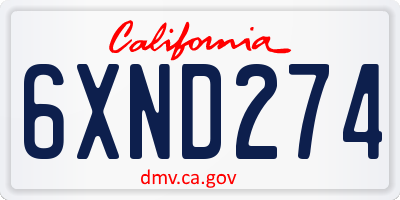 CA license plate 6XND274