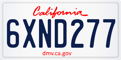 CA license plate 6XND277