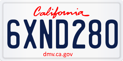 CA license plate 6XND280