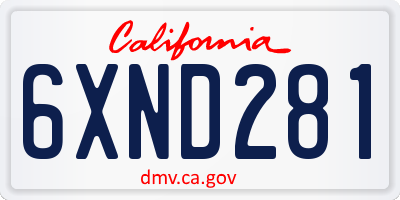 CA license plate 6XND281