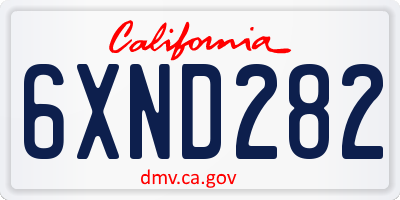 CA license plate 6XND282