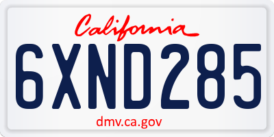 CA license plate 6XND285