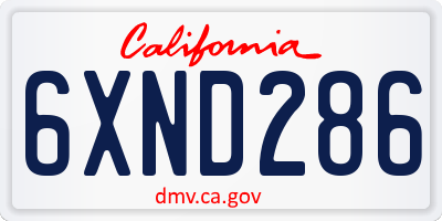 CA license plate 6XND286