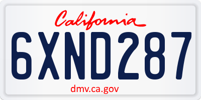CA license plate 6XND287