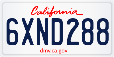 CA license plate 6XND288