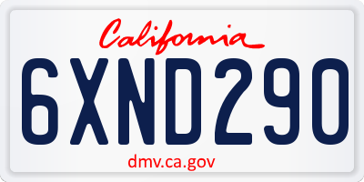 CA license plate 6XND290
