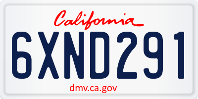 CA license plate 6XND291