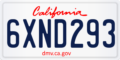 CA license plate 6XND293