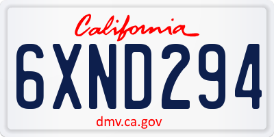 CA license plate 6XND294