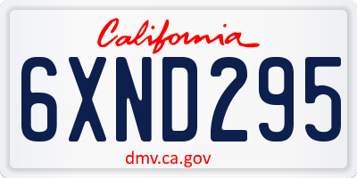 CA license plate 6XND295