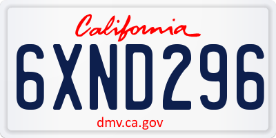 CA license plate 6XND296