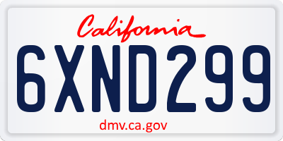 CA license plate 6XND299
