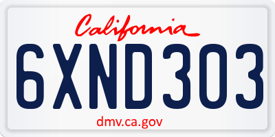 CA license plate 6XND303