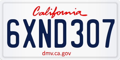 CA license plate 6XND307