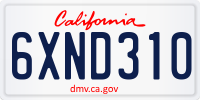 CA license plate 6XND310