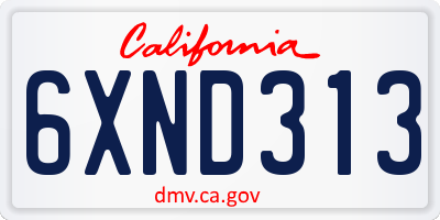 CA license plate 6XND313
