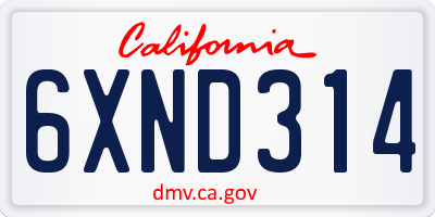 CA license plate 6XND314