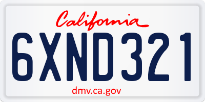 CA license plate 6XND321