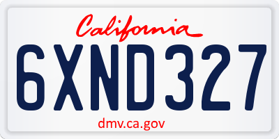 CA license plate 6XND327