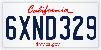 CA license plate 6XND329