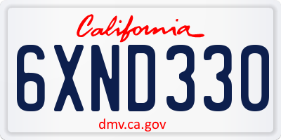 CA license plate 6XND330