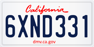 CA license plate 6XND331