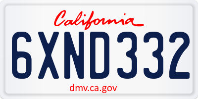 CA license plate 6XND332